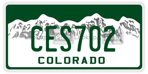 CES702  license plate in CO