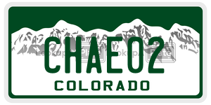 CHAE02  license plate in CO