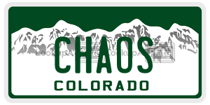 CHAOS license plate in Colorado