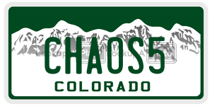 CHAOS5  license plate in CO