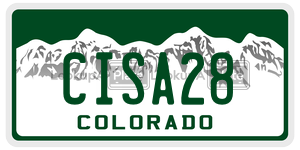 CISA28  license plate in CO