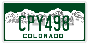 CPY498  license plate in CO