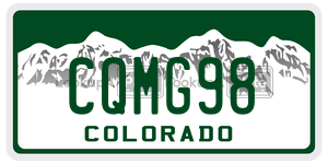 CQMG98  license plate in CO