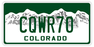 CQWR70 license plate in Colorado
