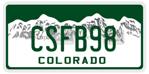 CSFB98 license plate in Colorado
