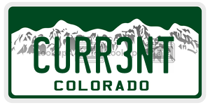 CURR3NT  license plate in CO