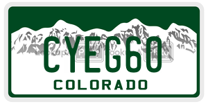 CYEG60 license plate in Colorado