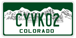 CYVK02 license plate in Colorado