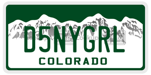 D5NYGRL  license plate in CO