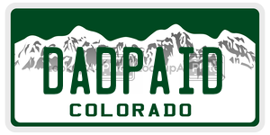 DADPAID  license plate in CO