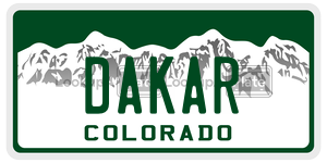 DAKAR  license plate in CO