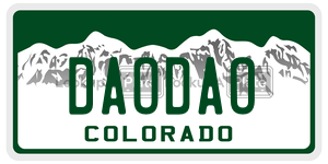 DAODAO  license plate in CO