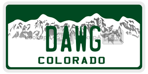 DAWG  license plate in CO