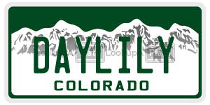 DAYLILY  license plate in CO