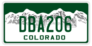 DBA206  license plate in CO