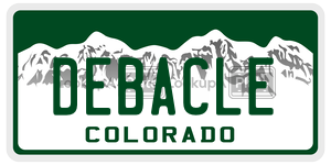 DEBACLE license plate in Colorado