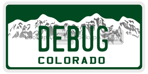 DEBUG  license plate in CO