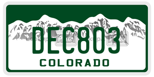 DEC803 license plate in Colorado
