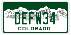 DEFW34  license plate in CO