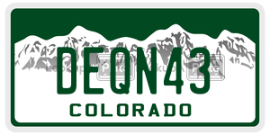 DEQN43  license plate in CO