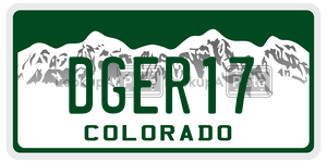 DGER17  license plate in CO