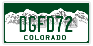 DGFD72  license plate in CO
