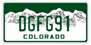DGFG91 license plate in Colorado