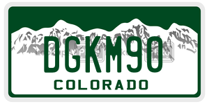 DGKM90  license plate in CO