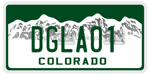 DGLA01  license plate in CO