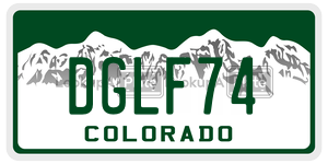 DGLF74 license plate in Colorado