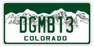 DGMB13  license plate in CO
