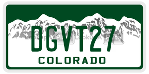 DGVT27  license plate in CO