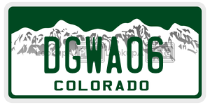 DGWA06 license plate in Colorado