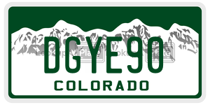 DGYE90 license plate in Colorado