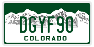 DGYF90 license plate in Colorado