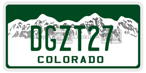 DGZT27  license plate in CO