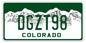 DGZT98  license plate in CO