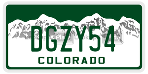 DGZY54  license plate in CO