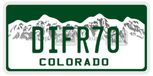 DIFR70 license plate in Colorado