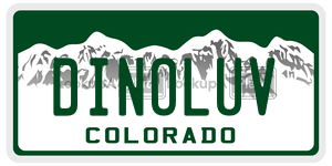 DINOLUV  license plate in CO
