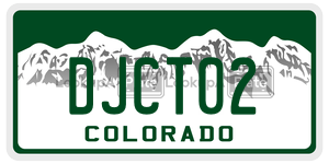 DJCT02  license plate in CO