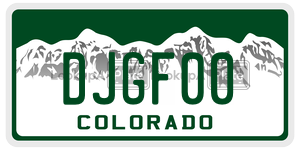 DJGF00  license plate in CO