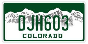 DJH603  license plate in CO