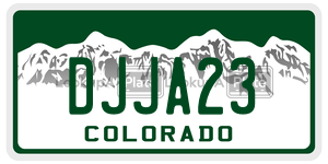 DJJA23 license plate in Colorado