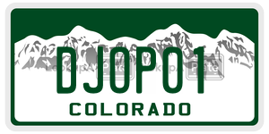 DJOP01  license plate in CO