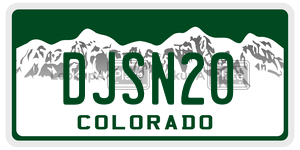 DJSN20  license plate in CO