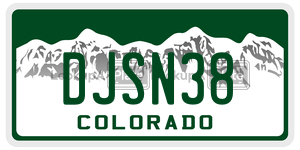 DJSN38  license plate in CO