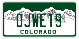 DJWE19  license plate in CO