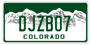 DJZB07 license plate in Colorado