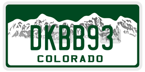 DKBB93  license plate in CO